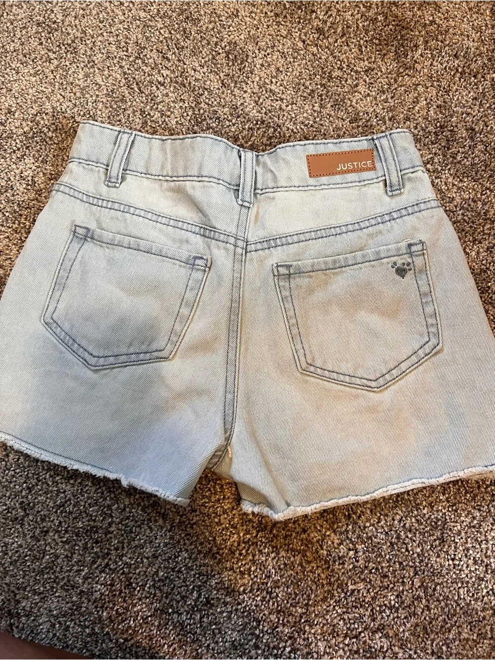 Justice Light Wash Distressed Denim Shorts Girls Size 10